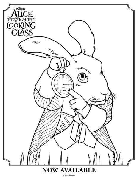 460x600 Alice Through The Looking Glass White Rabbit Colouring Page 2