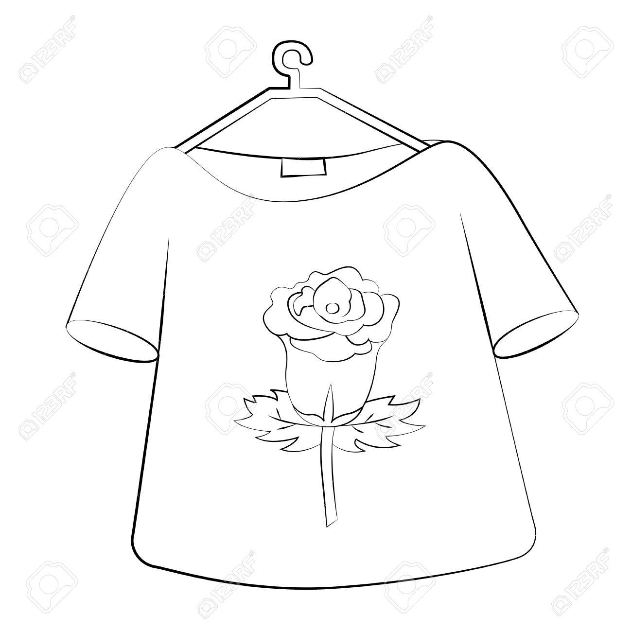 1300x1300 Black Outline Vector Shirt On White Background. Royalty Free