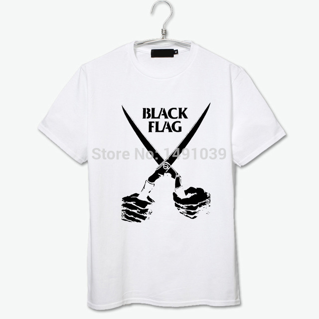 640x640 Black Flag Scissors Logo White T Shirt In T Shirts From Men'S