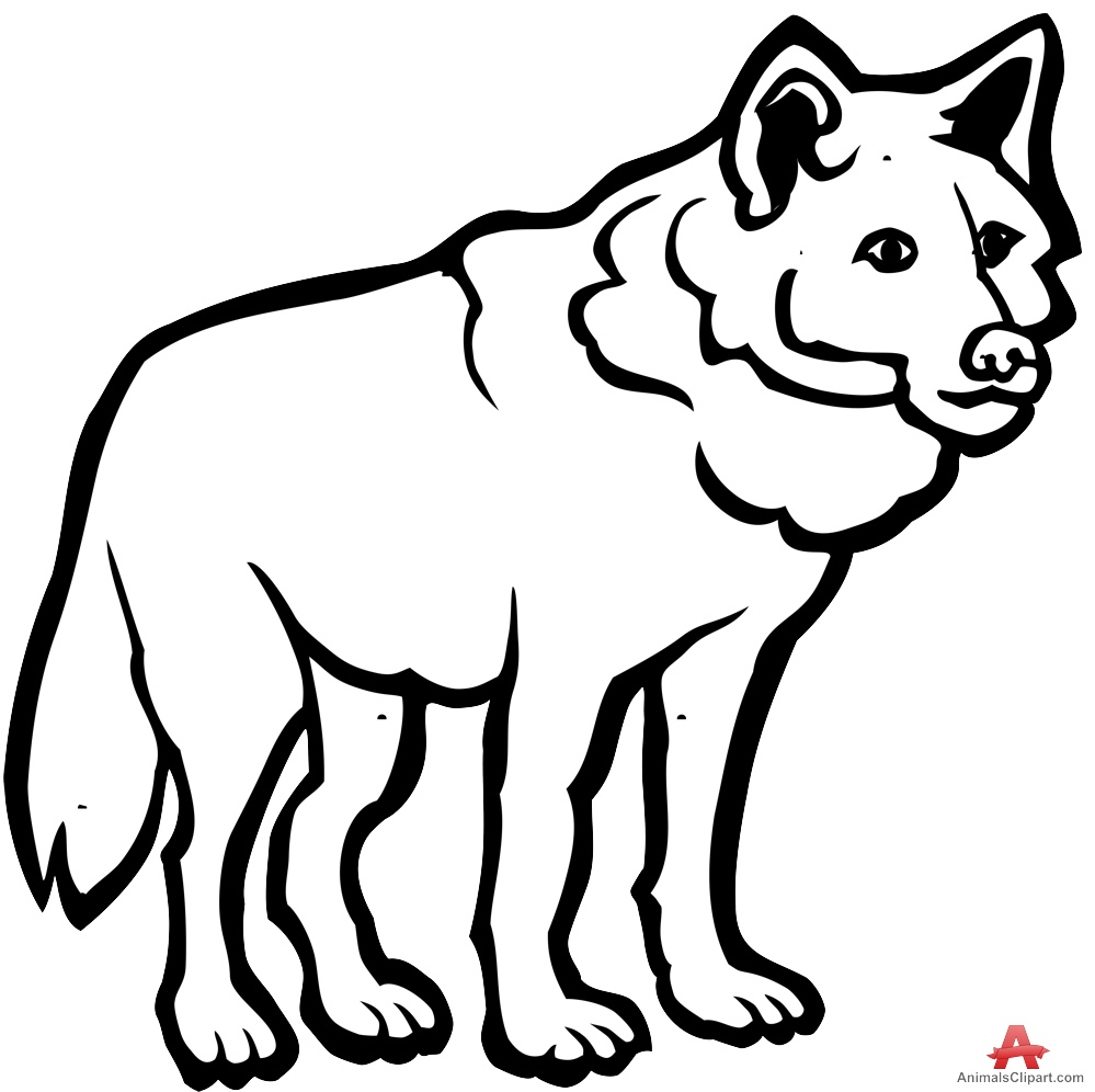 999x996 Black White Wolf Drawing Wolf Outline Drawing In Black