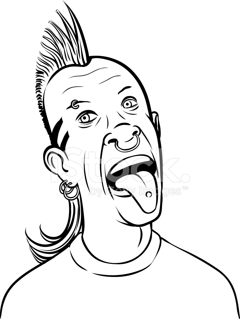 772x1024 Whiteboard Drawing Grimacing Punk Tongue Out Stock Vector