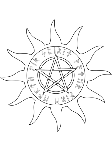 371x480 Wiccan Pentagram With Five Elements Coloring Page Free Printable