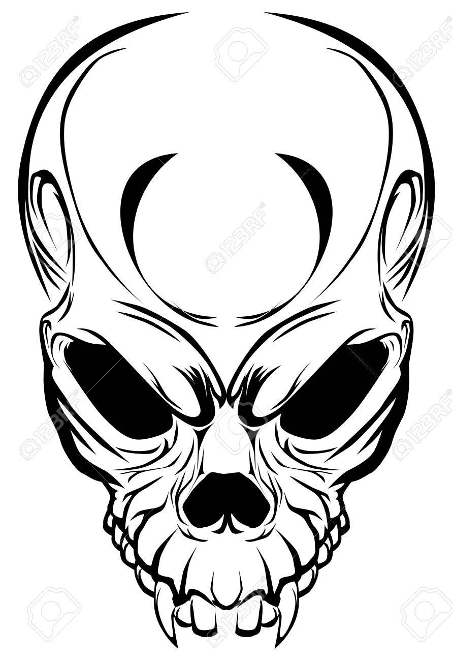 892x1300 Illustration Wicked Skull With Fangs Royalty Free Cliparts