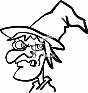 285x300 Outline Of A Wicked Witch With One Tooth Showing