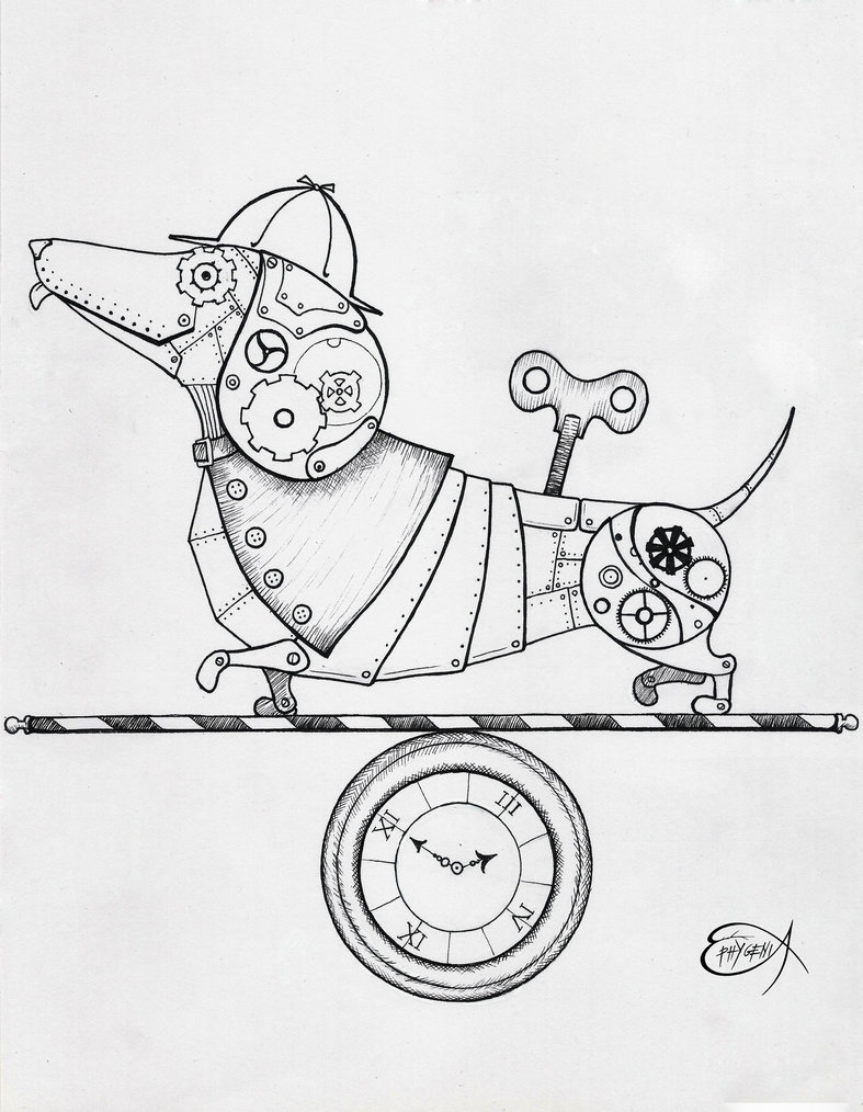 787x1014 Steampunk Clockwork Dachshund Dog Wip By Ephygenia Gears Sprockets