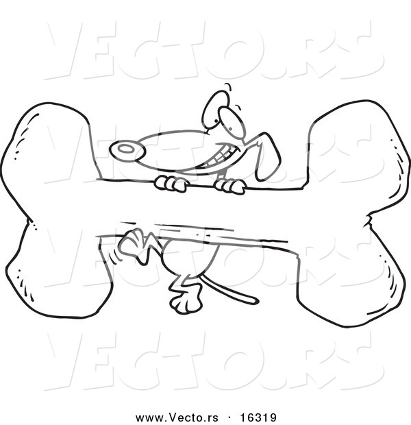 600x620 Vector Of A Cartoon Dog Climbing A Giant Bone