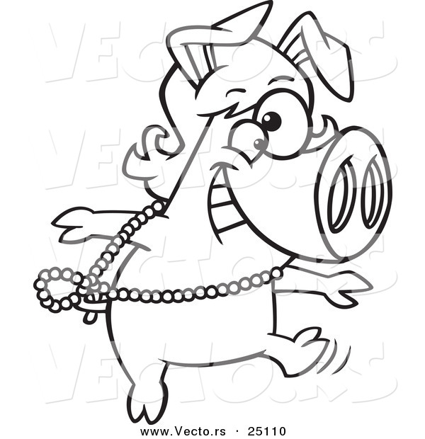 600x620 Vector Of A Cartoon Dancing Pig In A Wig
