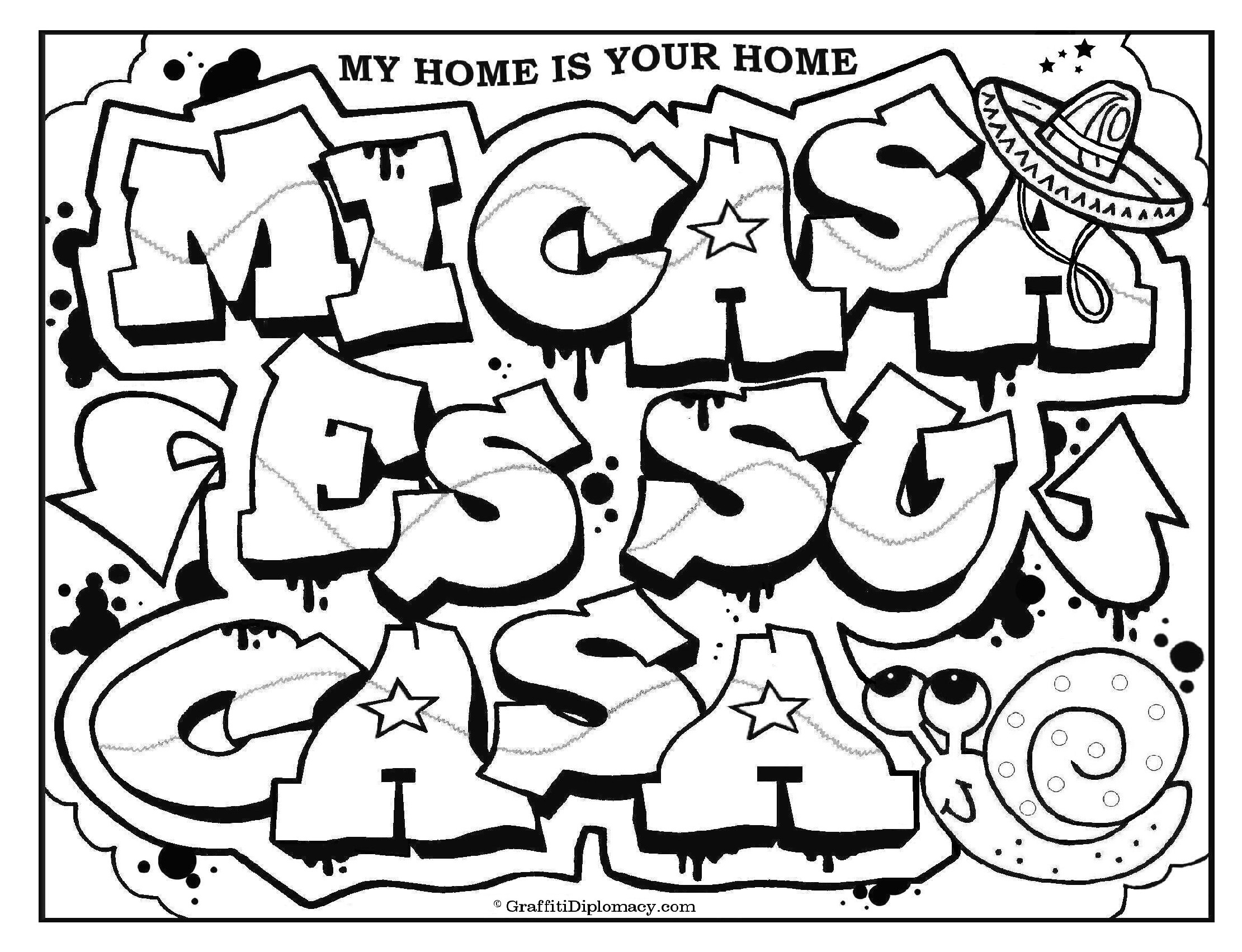 2221x1703 Graffiti Coloring Book Because Y's A Crooked Letter By Graffiti