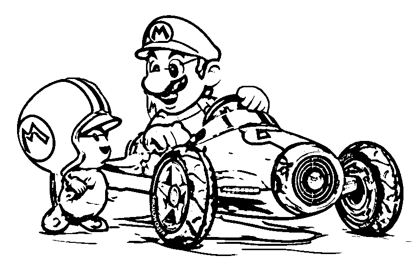863x566 Mario Kart Driving Coloring Page Printable To Amusing Draw Print
