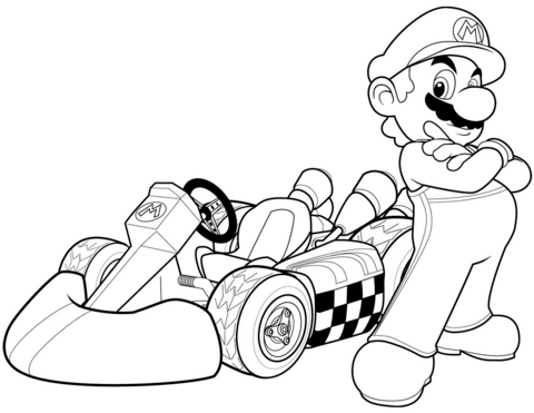 480x371 Mario In Mario Kart Wii Coloring Page Free Printable Coloring Pages