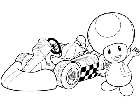 480x371 Toad In Mario Kart Wii Coloring Page Free Printable Coloring Pages