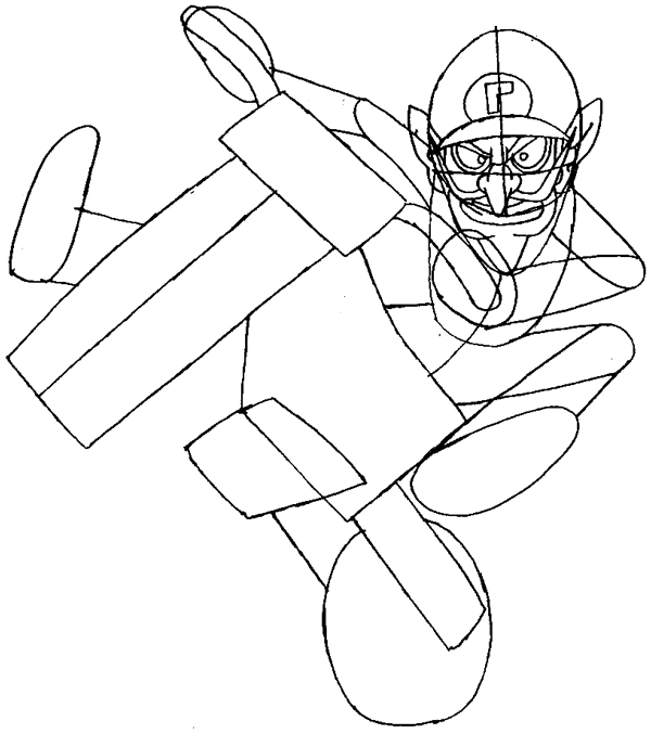 600x677 How To Draw Waluigi On A Motor Bike Motorcycle From Wii Mario Kart