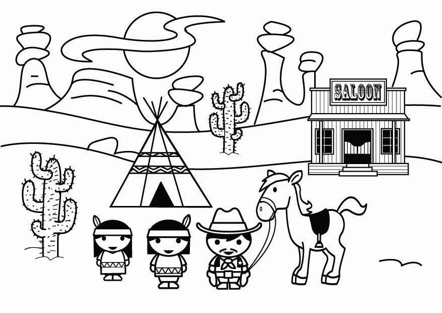 875x620 Coloring Page Wild West