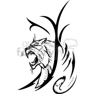 300x300 Royalty Free Wildcat Tattoo 373341 Vector Clip Art Image