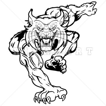 361x361 Mascot Clipart Image Of A Black And White Wildcats Graphic