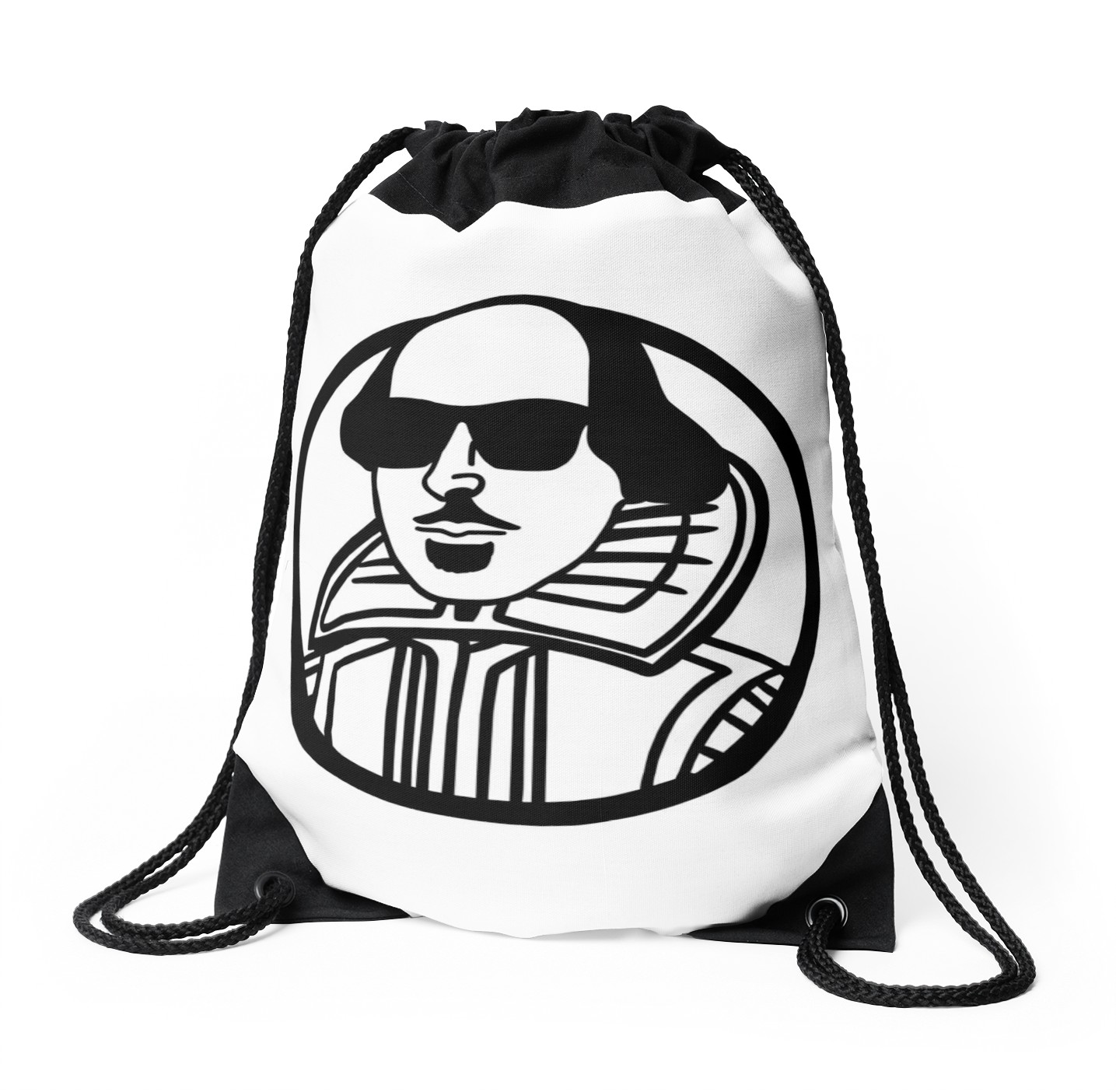 1435x1404 William Shakespeare In Shades Drawstring Bags By Sweetsixty