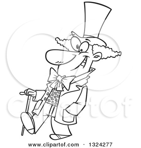 450x470 Lineart Clipart Of A Cartoon Black And White Happy Man, Willy