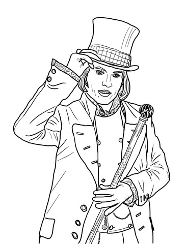 367x480 Willy Wonka With Johnny Depp Coloring Page Free Printable
