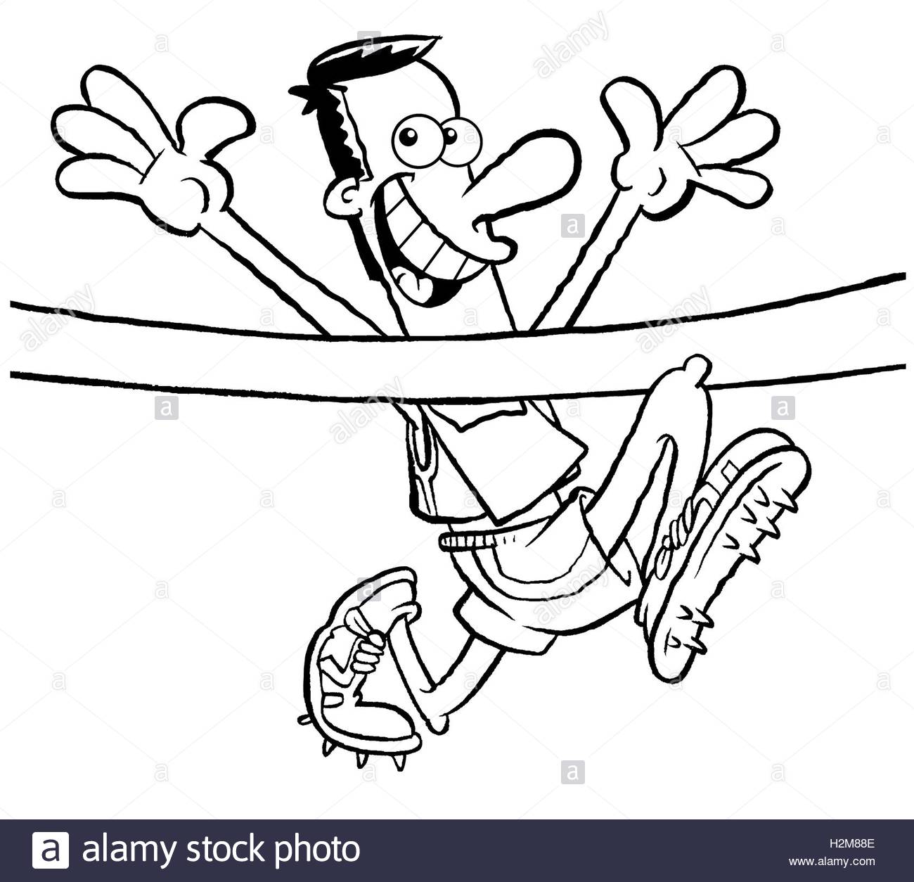 1300x1254 Cartoon Caricature Black And White Outline Of Runner Winning Race
