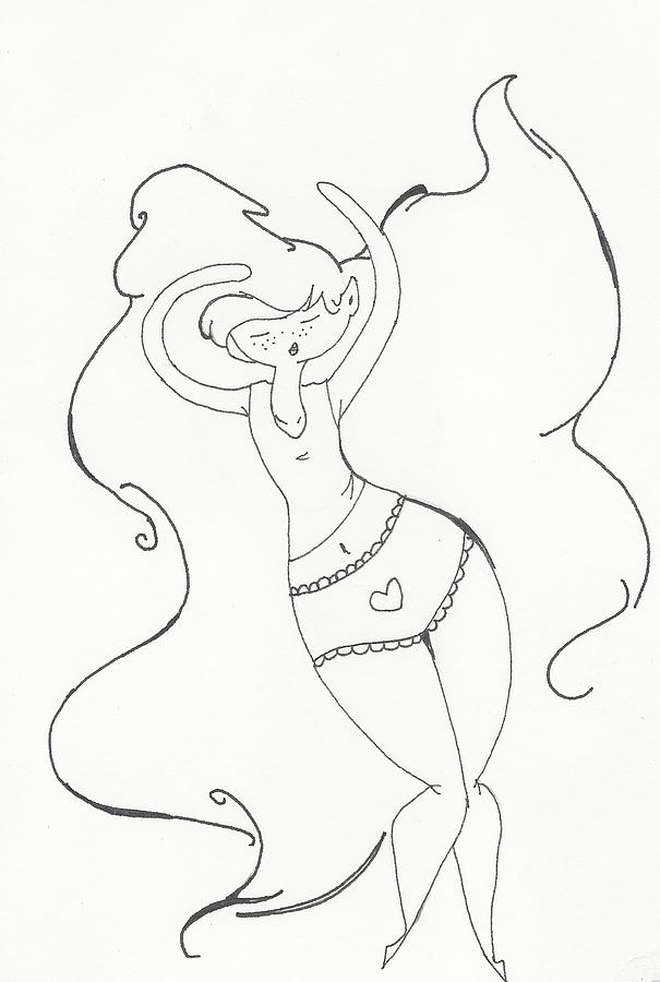 605x900 Hair Blowing In The Wind Drawing By Michelle Cruz