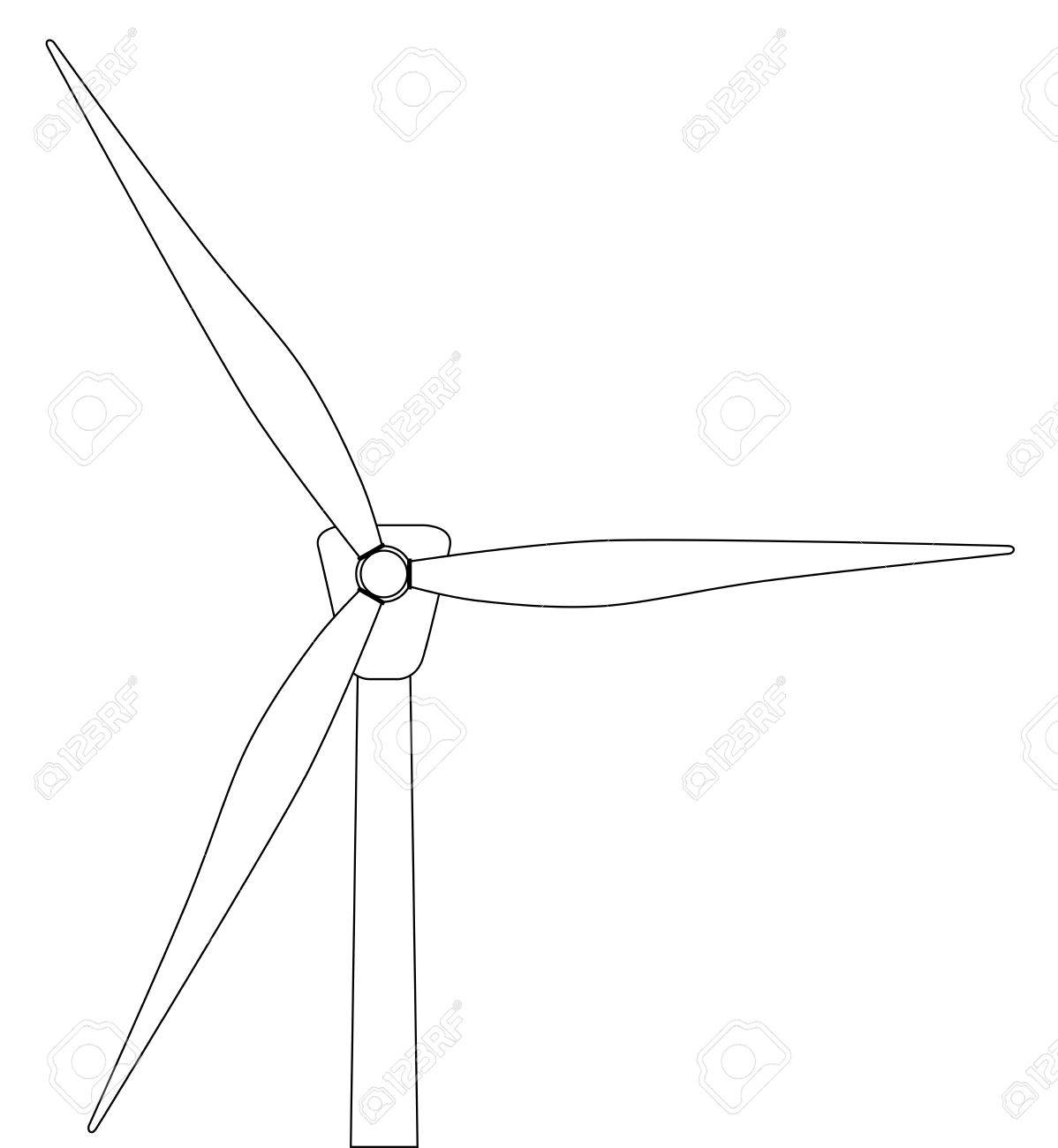 1198x1300 Black And White Line Drawing Of A Typical Wind Turbine Royalty