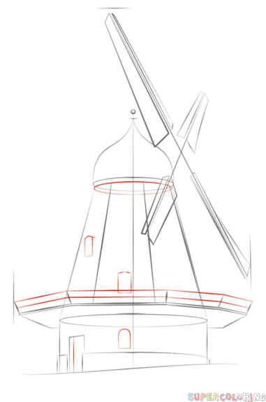 381x575 How To Draw A Windmill Step By Step. Drawing Tutorials For Kids