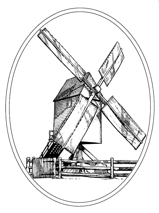 675x900 Williamsburg Windmill Drawing By Paul Abrahamsen