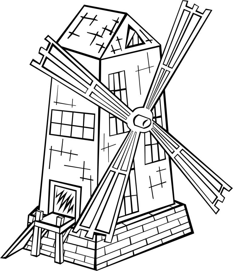 769x895 Coloring Page Windmill