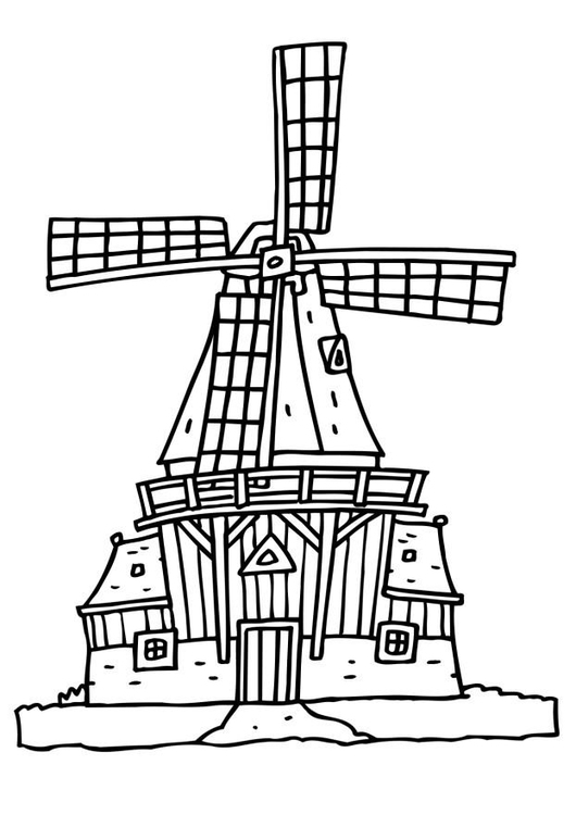 530x750 Coloring Page Wind Mill