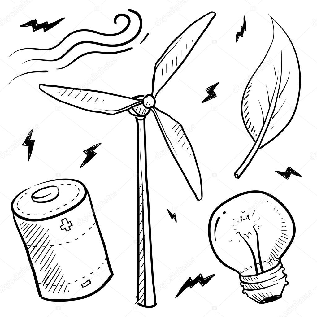 1024x1024 Wind Power Objects Sketch Stock Vector Lhfgraphics