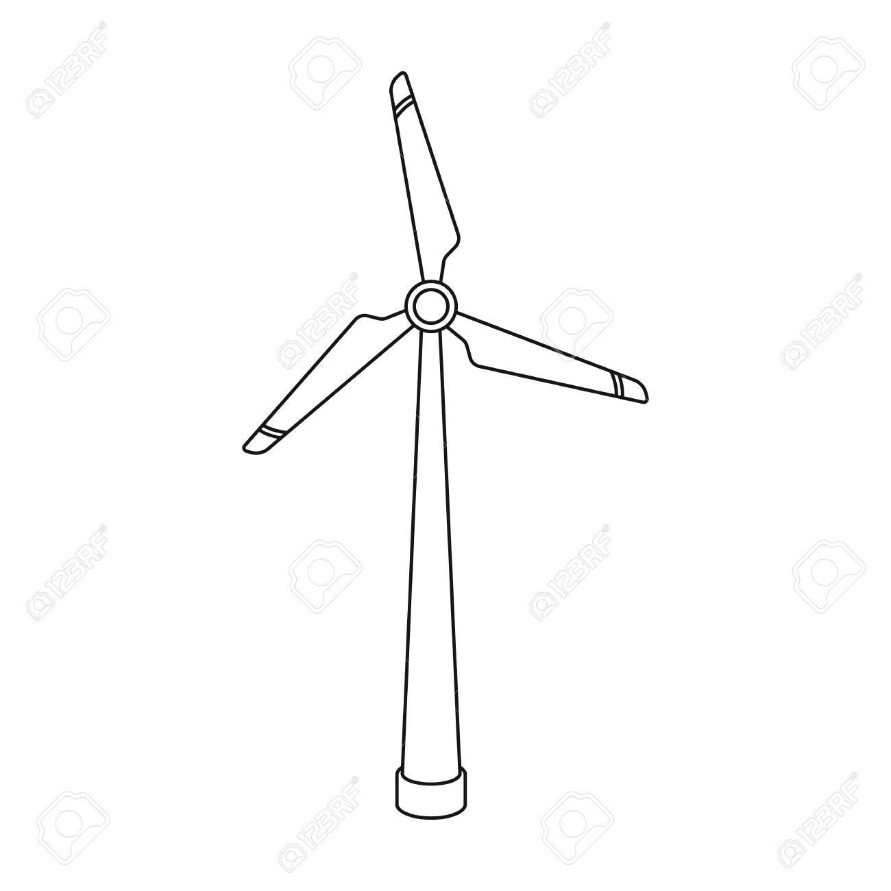 1300x1300 Wind Energy Turbine Icon In Outline Style Isolated On White