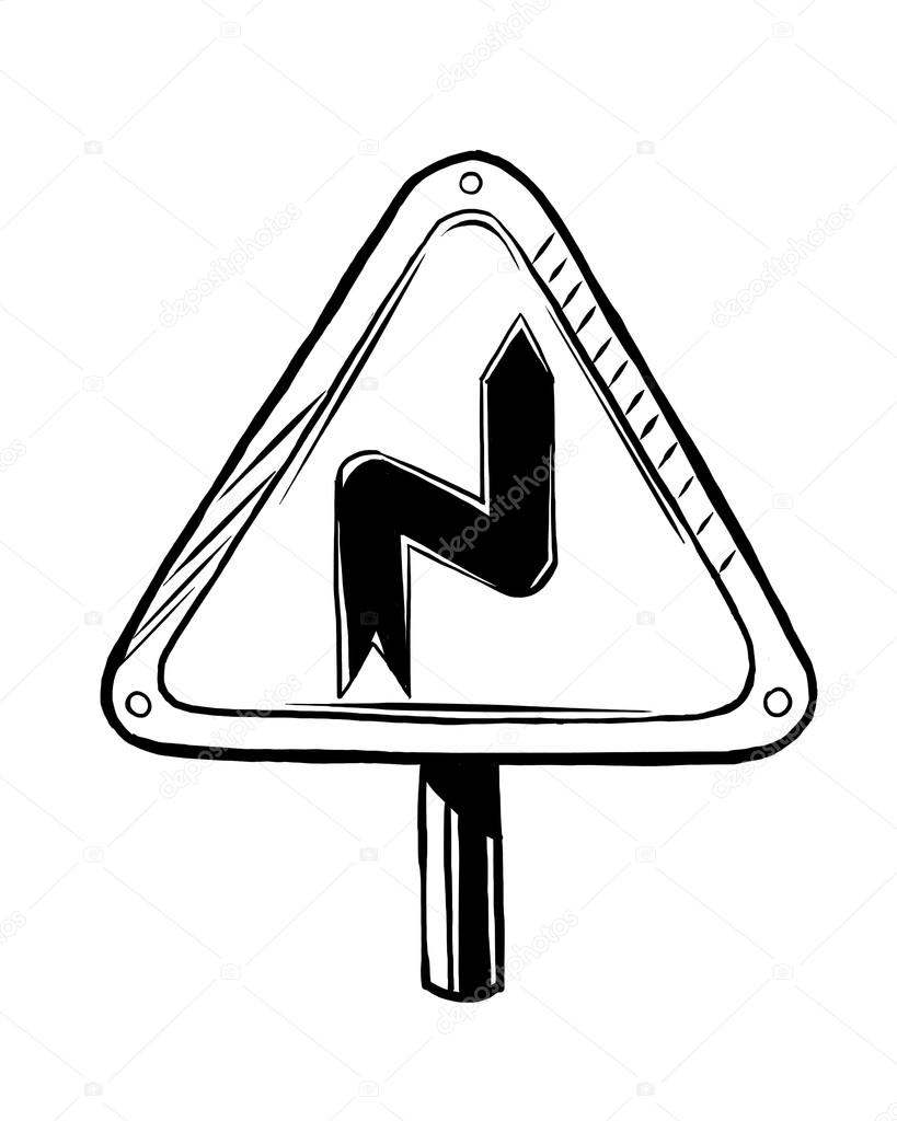 819x1024 Winding Road Ahead Traffic Sign Stock Vector Businessdoodles