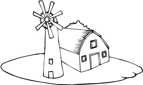 600x356 Barn And A Windmill Coloring Page Color Luna