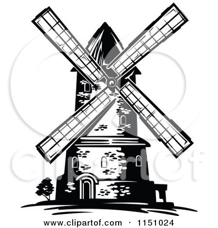 450x470 Windmill Clipart Black White