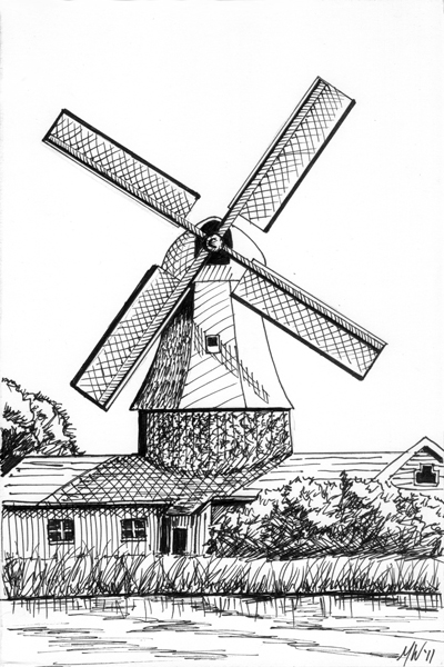 400x600 Windmill Original Art Paintings