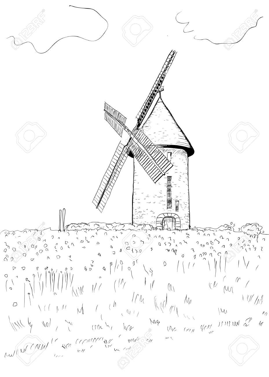 929x1300 Drawn Windmill
