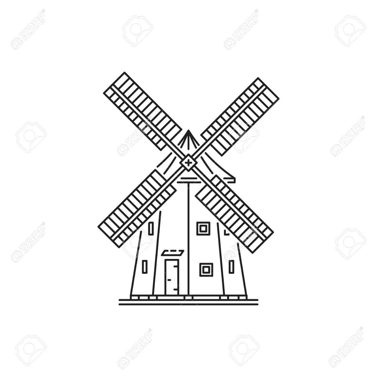 1300x1300 Linear Icon In A Outline Style Windmill Isolated On A White