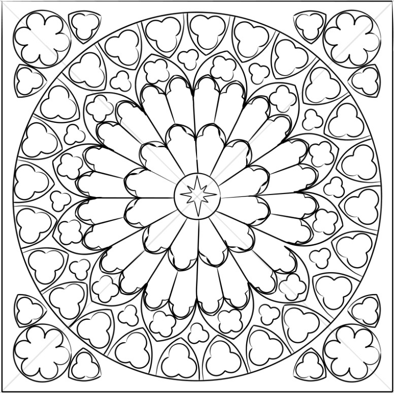 776x774 Black And White Rose Window Sanctuary Clipart