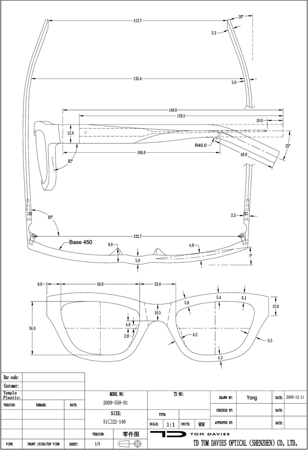 600x875 Glasses Technical Drawings