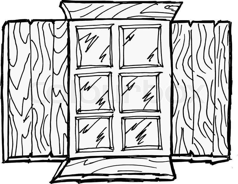 800x620 Old Wooden Window Stock Vector Colourbox