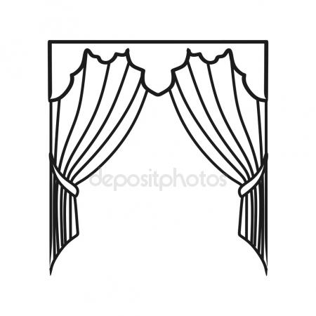 450x450 Curtain On Stage Icon, Outline Style Stock Vector Ylivdesign