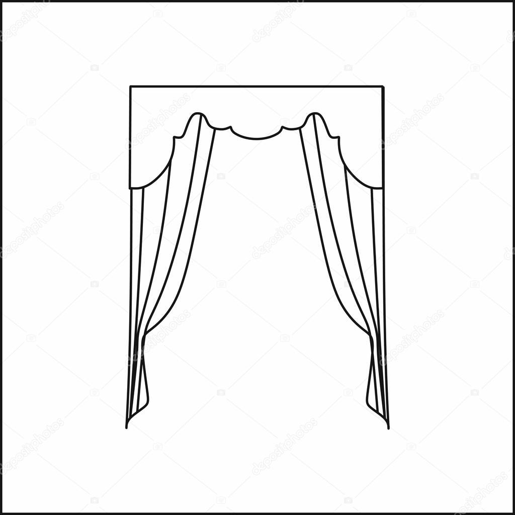 1024x1024 Curtains Interior Design Sketch.window Curtains Stock Vector