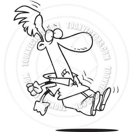 460x460 Cartoon Windy Day (Black And White Line Art) By Ron Leishman