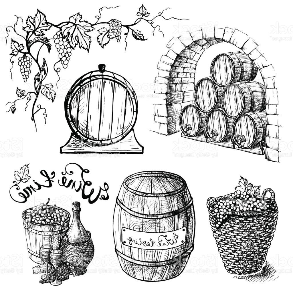 1024x1024 Hd Vector Set Of Grape And Wine Barrels Cdr
