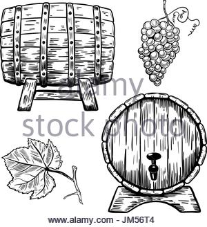 300x328 Vector Illustration Of Beer Or Wine Barrels, Isolated On White