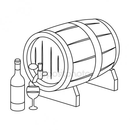450x450 Wooden Wine Barrel Icon In Outline Style Isolated On White