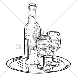 325x325 Wine And Cheese Vintage Retro Woodcut Style Gl Stock Images