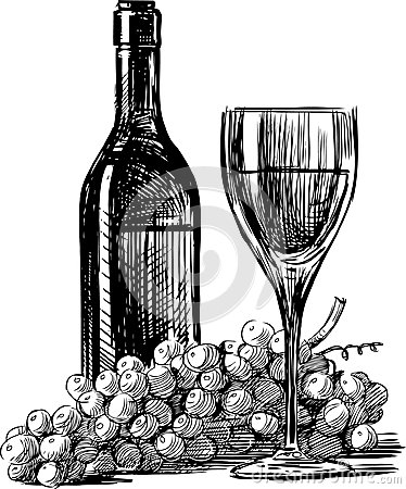 374x450 Wine Grapes Vector Drawing Bottle Glass Grape 30742246.jpg (374