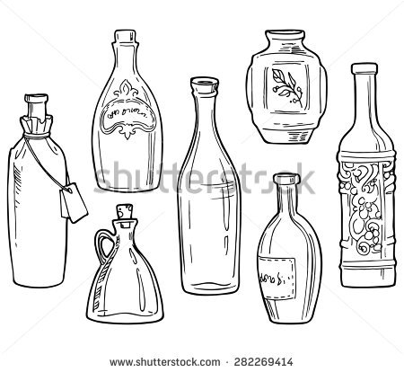 450x414 Drawn Bottle Line Drawing