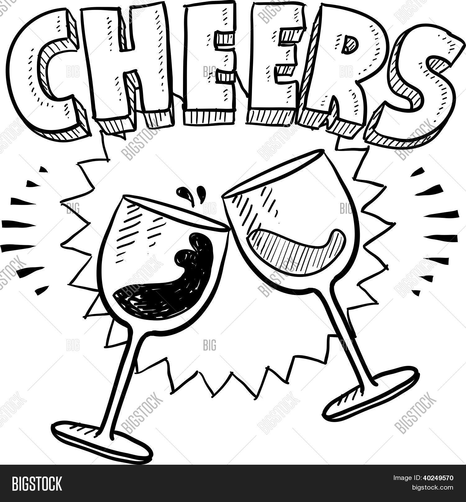 1500x1615 Cheers Wine Glass Sketch Vector Amp Photo Bigstock